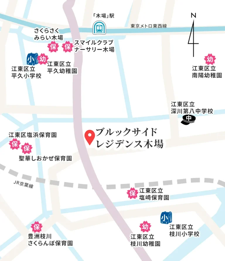 保育園・幼稚園・学校の地図